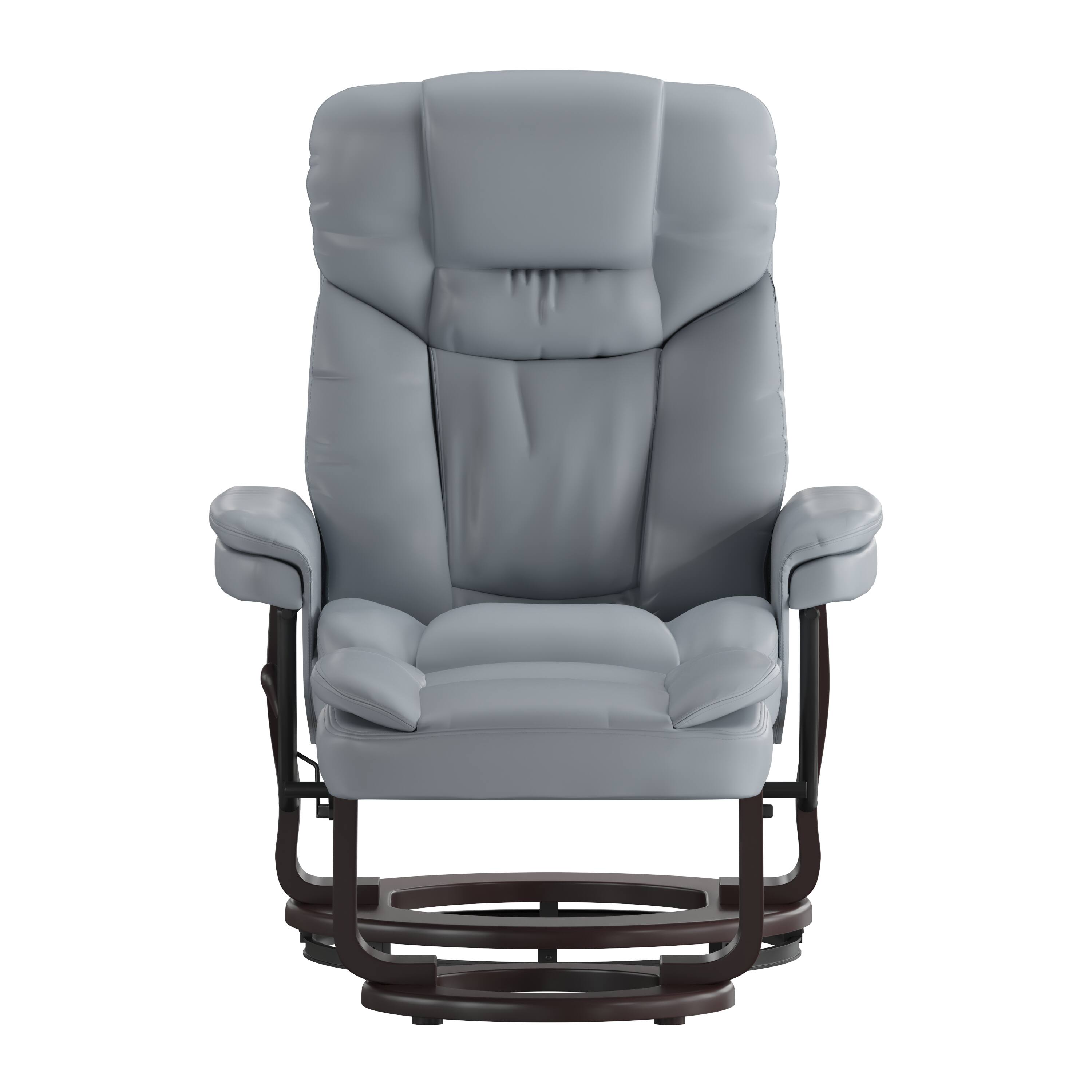 Alt View 9. Emma + Oliver - Multi-Position Recliner & Curved Ottoman with Swivel Wood Base - Gray.