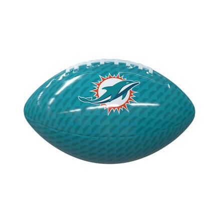 Front. Logo Brands - Miami Dolphins Rubber Glossy Mini Football - Multicolor.