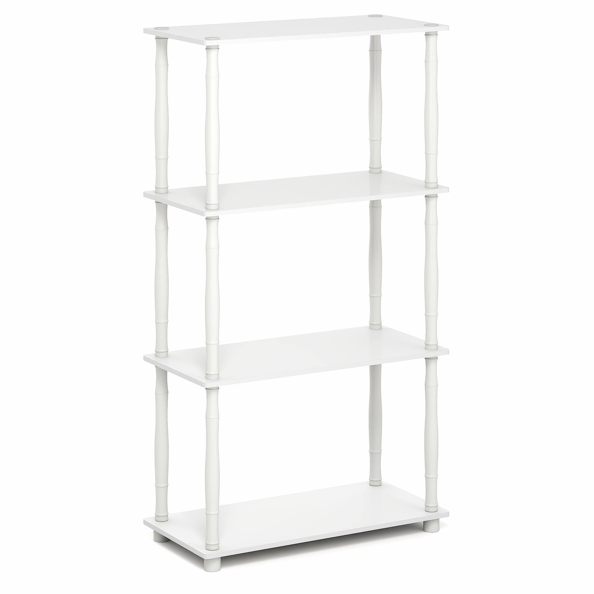 Alt View 5. Furinno - TURN-N-TUBE Toolless Open Shelves Storage Shelves, 4-Tier Open Frame Book Shelf, Standing Corner Shelf, Classic Tubes - White/White.