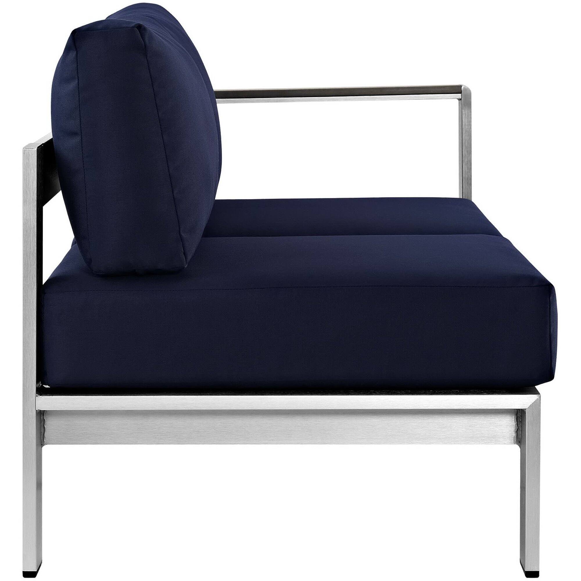 Left. Modway - Shore Right-Arm Corner Sectional Outdoor Patio Aluminum Loveseat by Modway - Silver Navy.