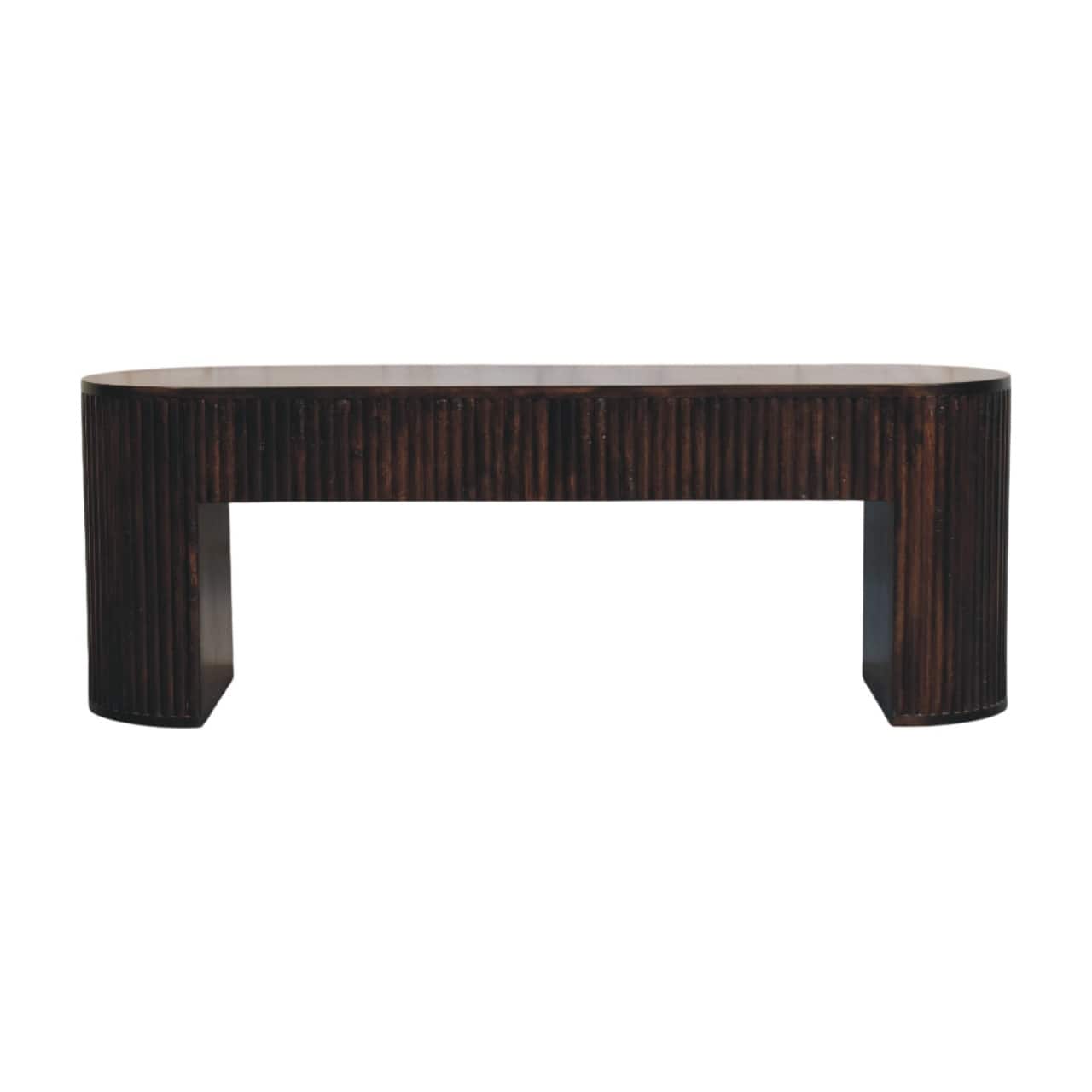 Artisan Furniture - Solid Wood Velvet Mocha Fluted Bench - Brown
