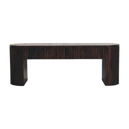 Front. Artisan Furniture - Artisan Furniture Solid Wood Velvet Mocha Fluted Bench - Brown.