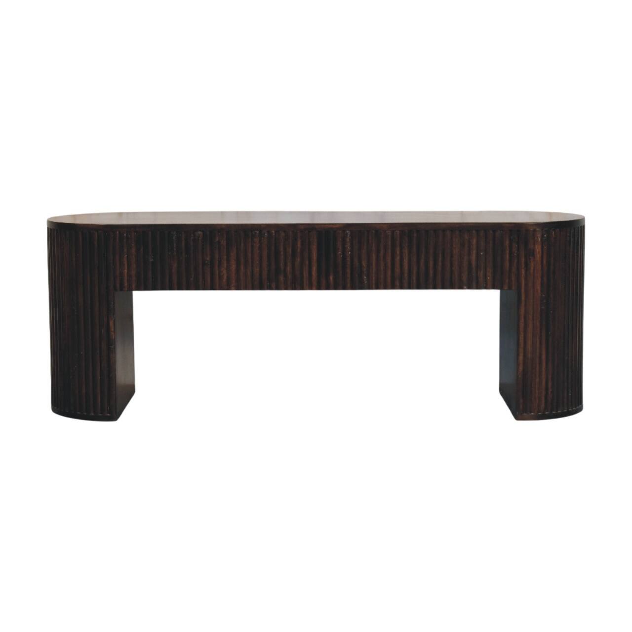 Front. Artisan Furniture - Artisan Furniture Solid Wood Velvet Mocha Fluted Bench - Brown.