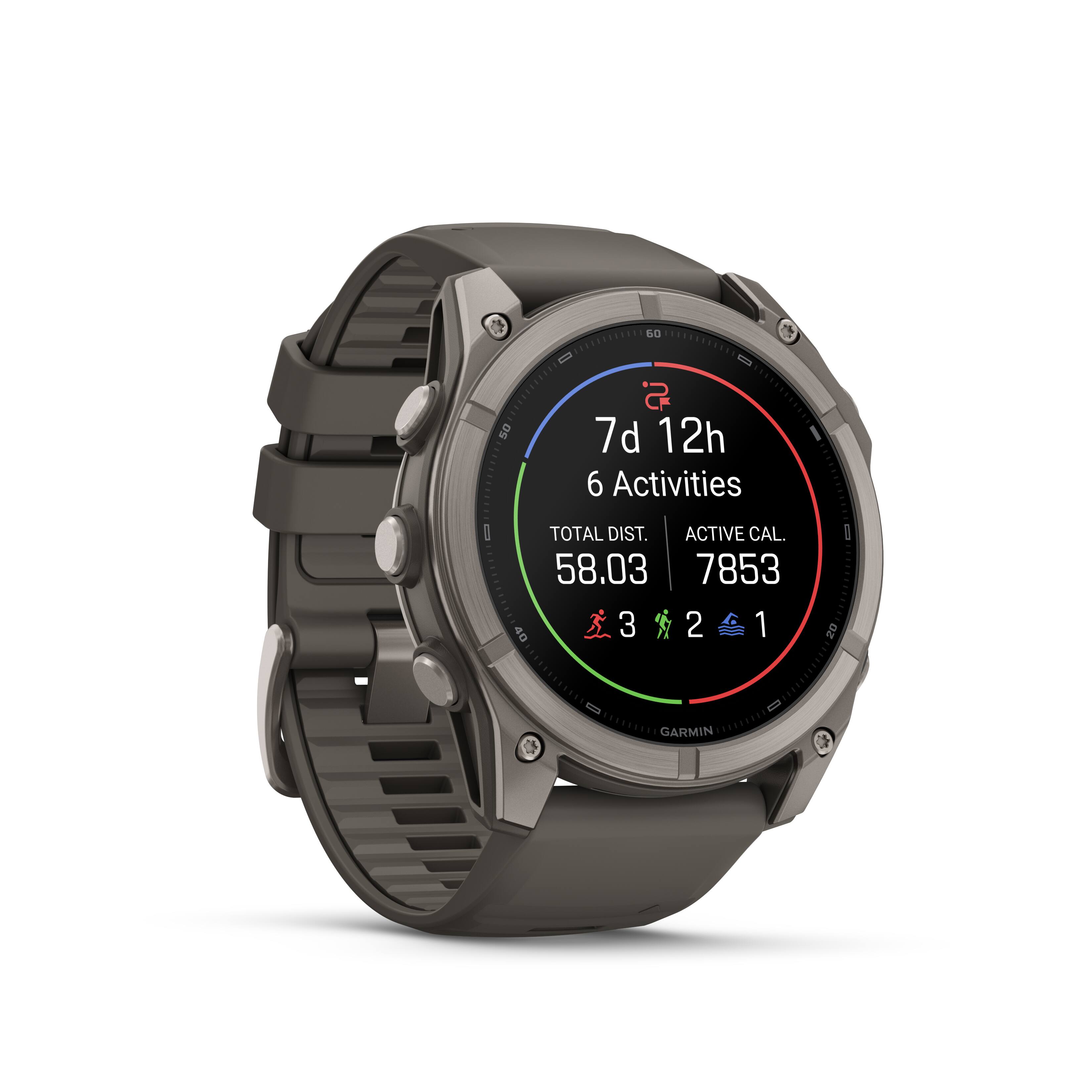 60  
50  
2 7d 12h 6 Activities  
TOTAL DIST. ACTIVE CAL. 58.03 7853 40 3 2 1  
20  
GARMIN