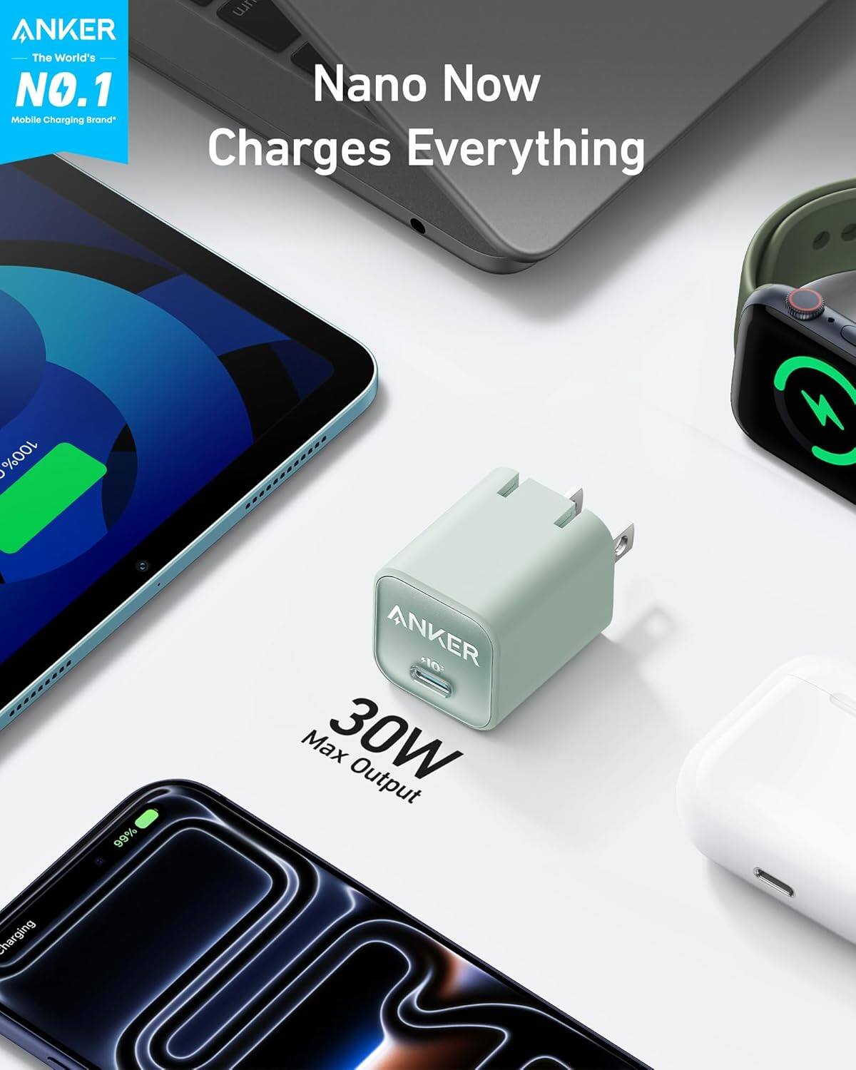 ANKER  
The World's NO.1 Mobile Charging Brand  

Nano Now Charges Everything  

ANKER 10 Max 30W Output