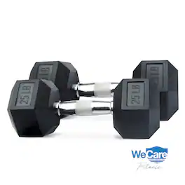 WeCare - Fitness Chrome Pair Dumbbells 25 LB - Black