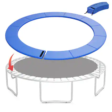 Front. Gymax - Gymax Universal 15FT Split Trampoline Spring Cover w/Hook & Loop Fastener Waterproof - Blue.