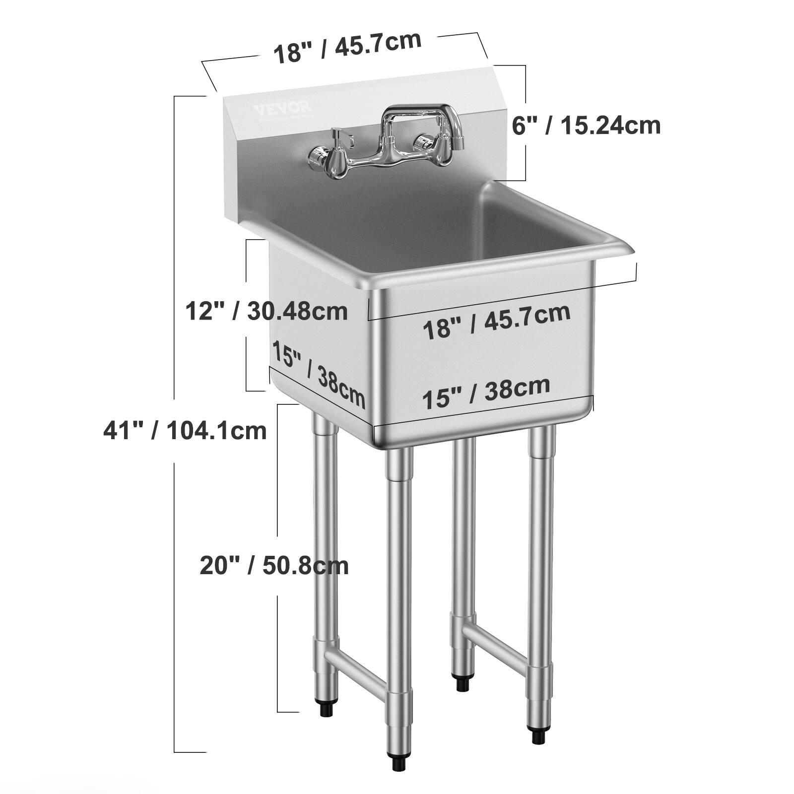 - 6" / 15.24cm
- 18" / 45.7cm
- 12" / 30.48cm
- 15" / 38cm
- 41" / 104.1cm
- 20" / 50.8cm
