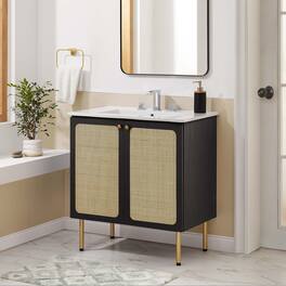 Chaucer Bathroom Vanity with White Basin Included by Modway - Black White