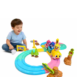JitteryGit - Pinkfong Baby Shark Train Track Expansion Set – Flexible Snap-Together Track Pieces for Baby Shark Musical Train