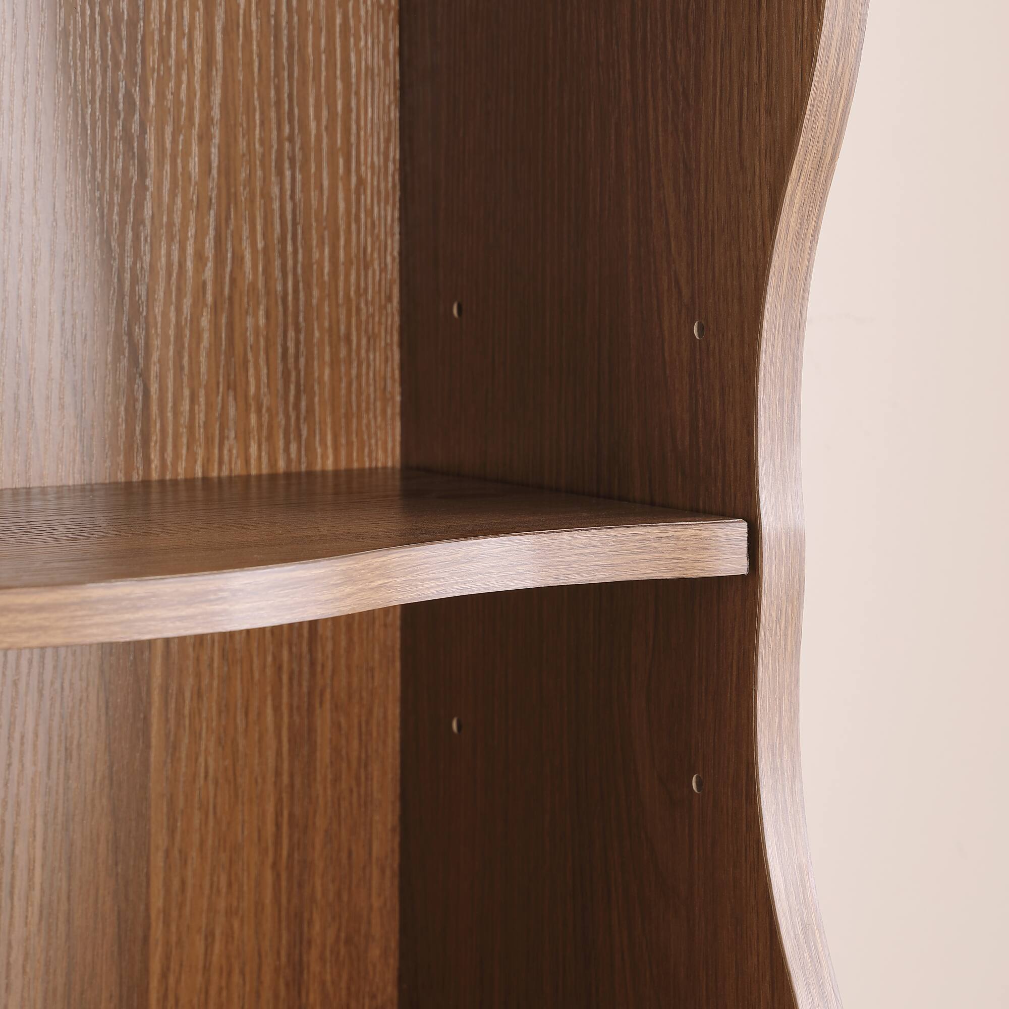 Alt View 4. GOODSILO - Ultra-Thin Adjustable Shelf Bookcase with Wavy Border Design for Home and Office Storage Solutions - Walnut.