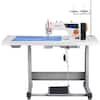 Front. VEVOR - Industrial Sewing Machine, Upgraded 550W Servo Motor with Table Stand, 5000s.p.m Heavy Duty Lockstitch Sewing Machine - White.