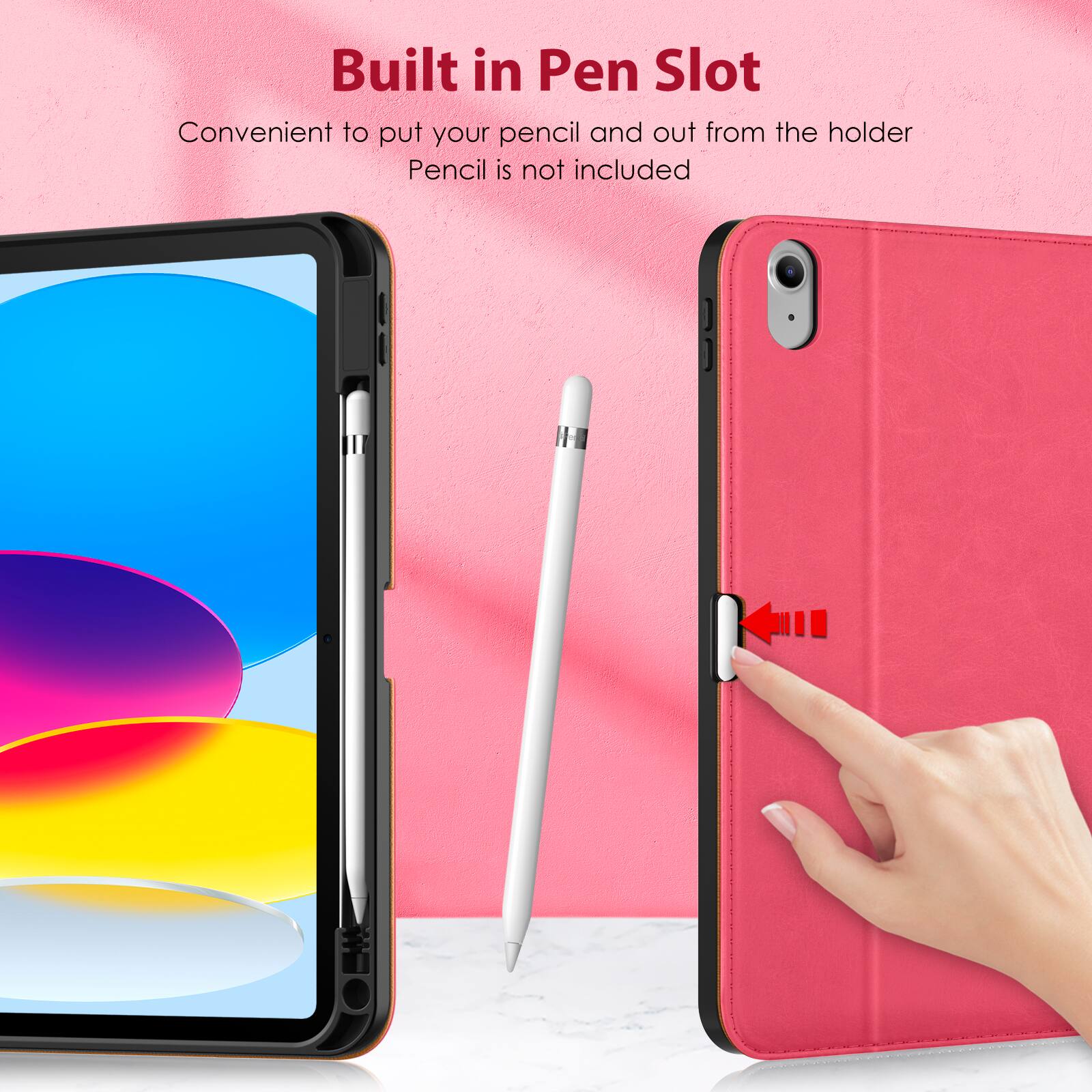 Built in Pen Slot  
Convenient to put your pencil and out from the holder  
Pencil is not included