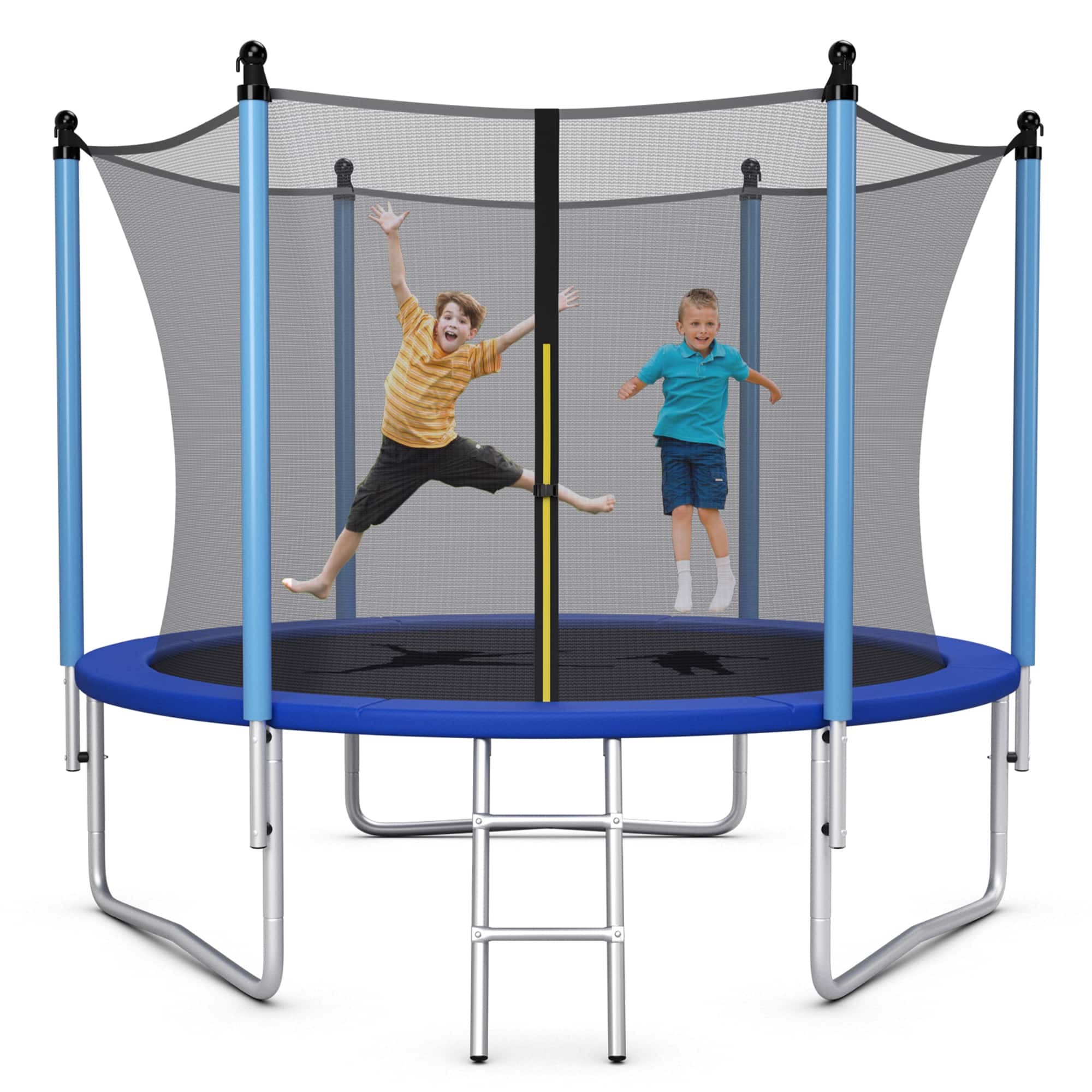 Front. Costway - Costway 10FT Jumping Exercise Recreational Bounce Trampoline W/Safety Net - Blue,Grey.