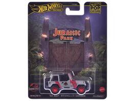 Hot Wheels - 1992 Jeep Wrangler Sahara Stripes "Jurassic Park" (1993) Movie "Pop Culture" Series - Gray with Red