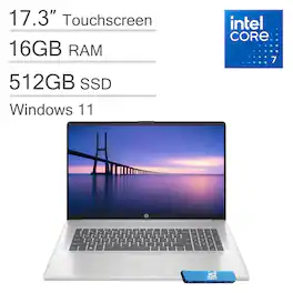 HP - 17 2025 Core i7 150U HD+ Touchscreen Laptop - 16GB RAM - 512GB SSD - Numeric Keypad - Windows 11 - Natural Silver