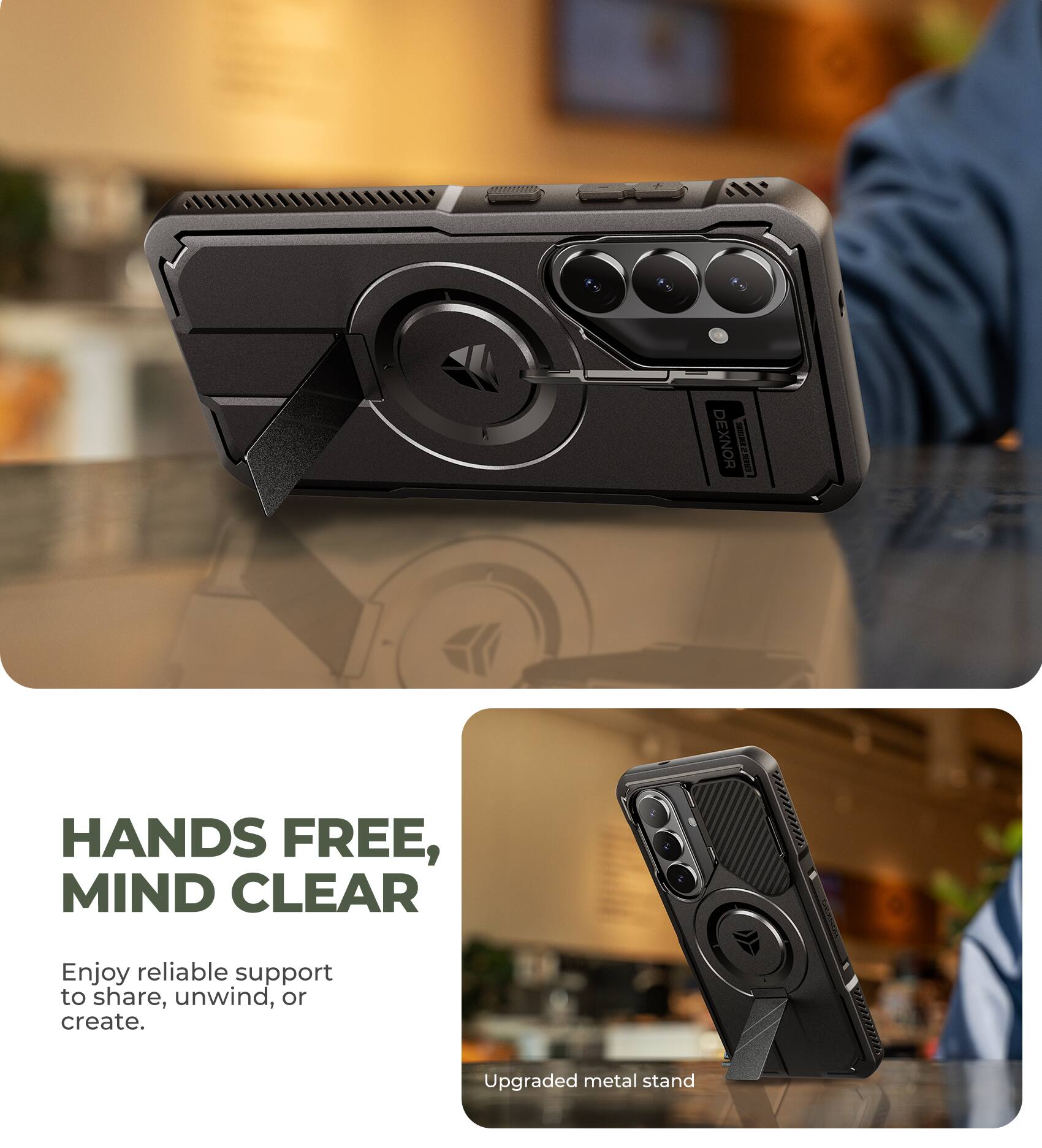 DEXNOR - HANDS FREE, MIND CLEAR

Enjoy reliable support to share, unwind, or create.

Upgraded metal stand