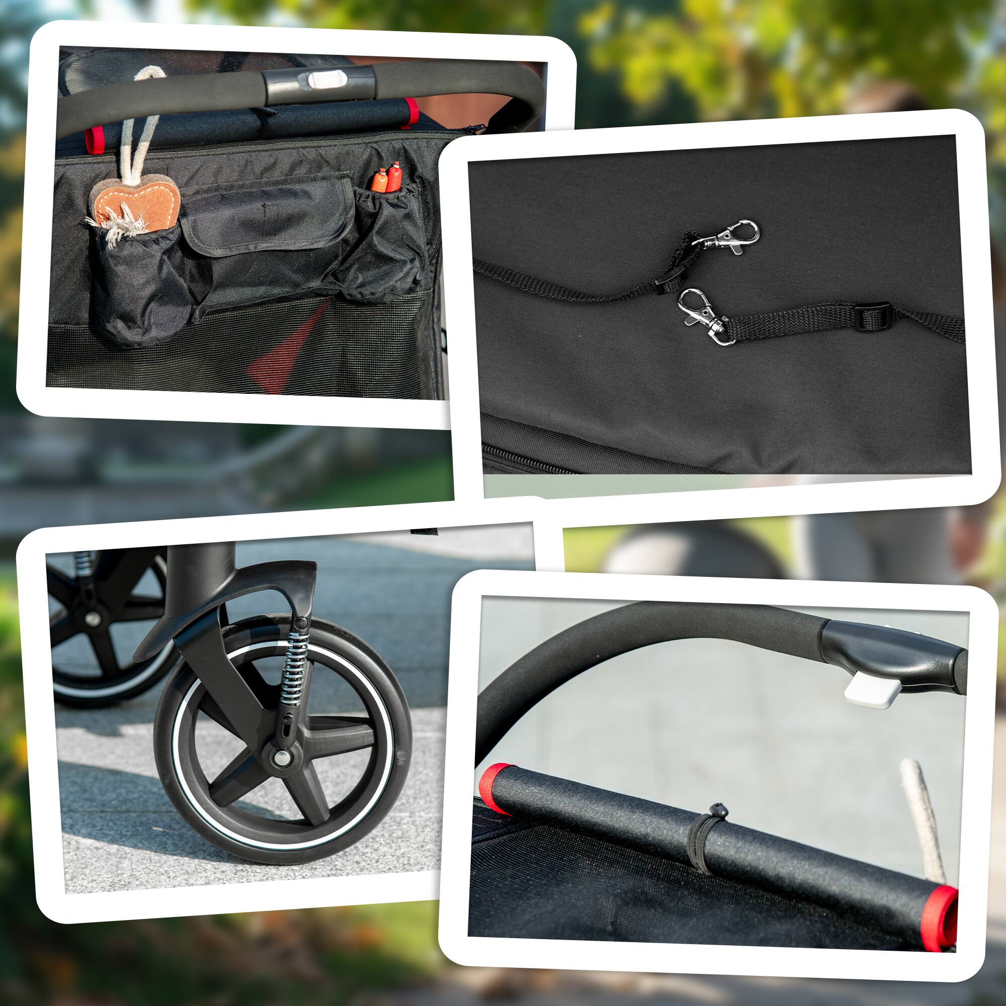 Alt View 4. Pawhut - Dog Stroller, up to 66 Lbs, 23.5" Length, One-Click Foldable, Storage, Shock Wheels, Mesh, Leash.