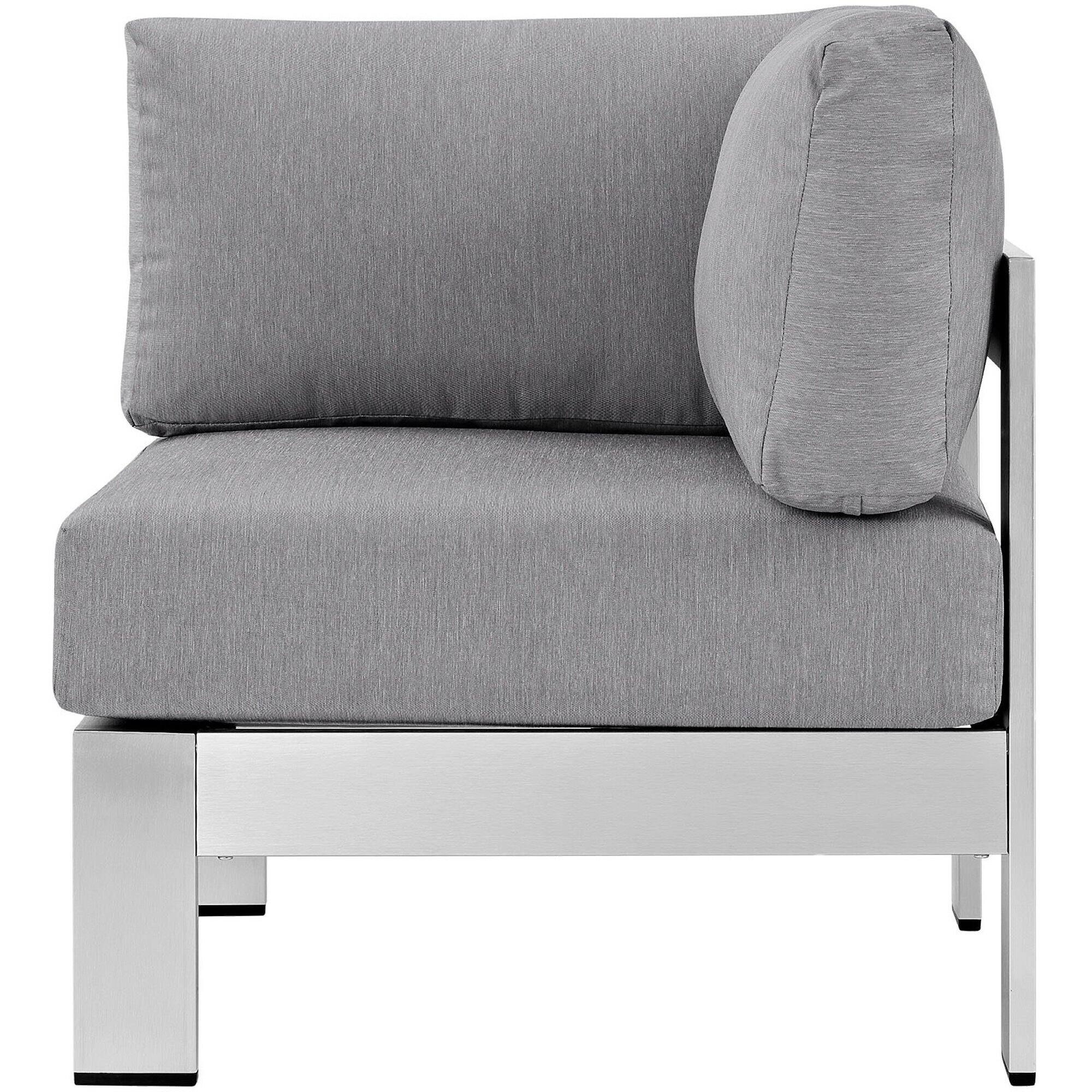 Back. Modway - Shore Outdoor Patio Aluminum Corner Sofa by Modway - Silver Gray.