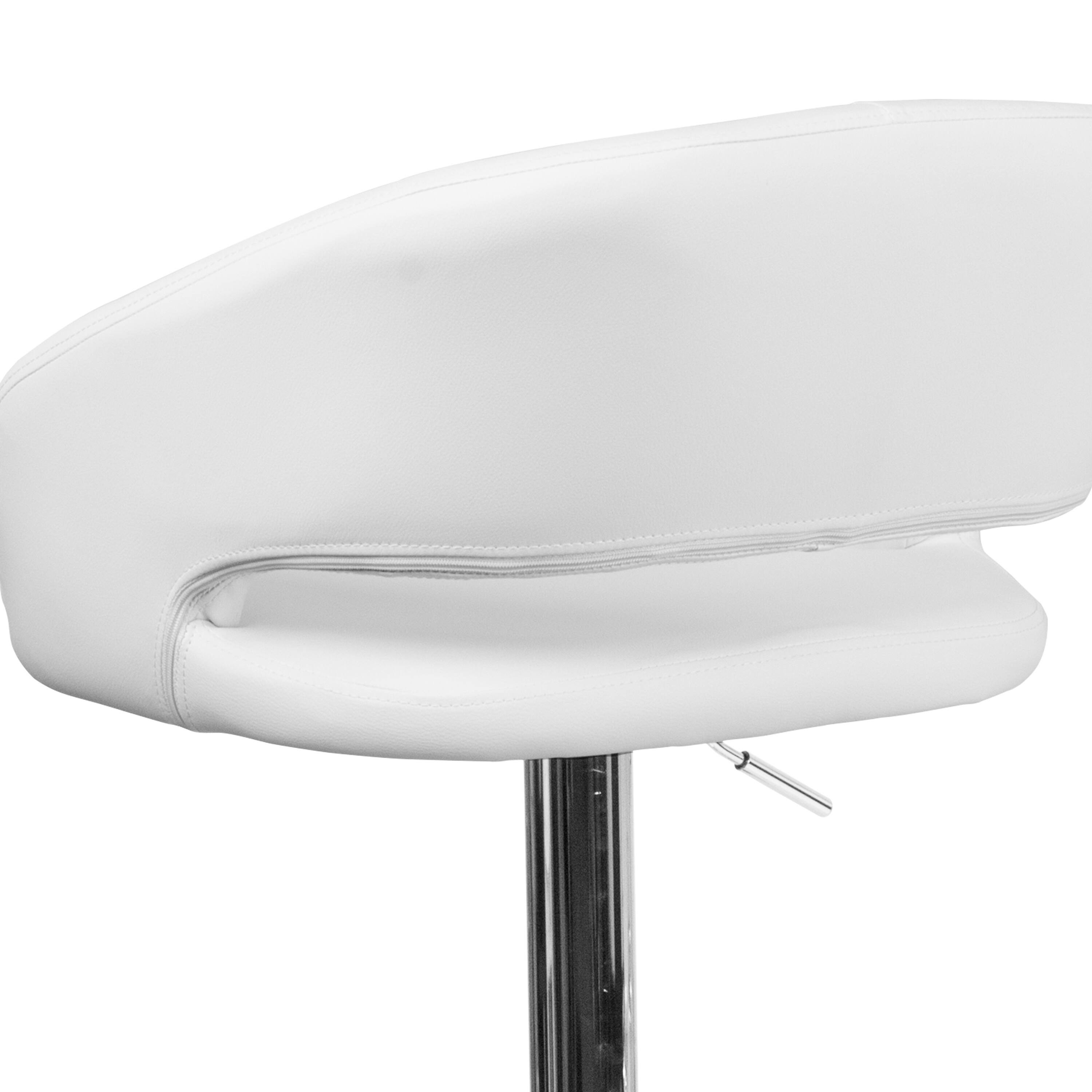 Alt View 17. Alamont Home - Erik White Vinyl Adjustable Height Barstool with Rounded Mid-Back and Chrome Base - White Vinyl.