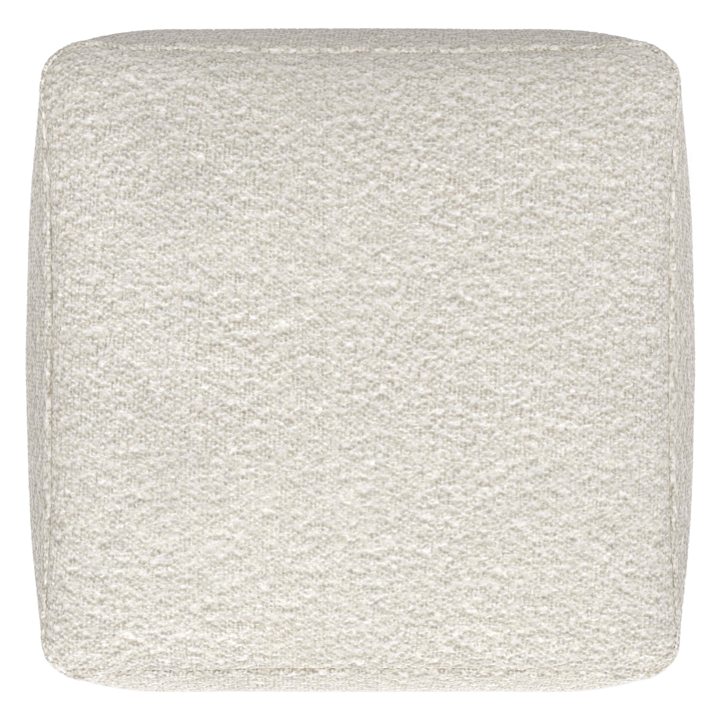 Alt View 2. Simpli Home - Chantal 24 inch Wide Contemporary Pouf in Ivory Boucle Fabric - Ivory.