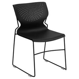 Emma + Oliver - Home and Office Stack Chair with Lumbar Support and Metal Frame - Guest Chair - Black