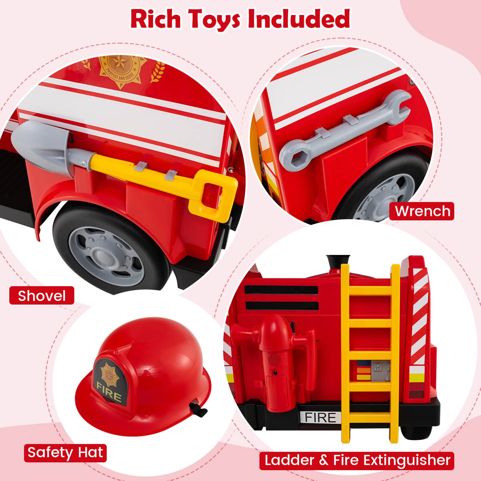 Rich Toys Included

- Shovel
- Wrench
- Safety Hat
- Ladder & Fire Extinguisher
