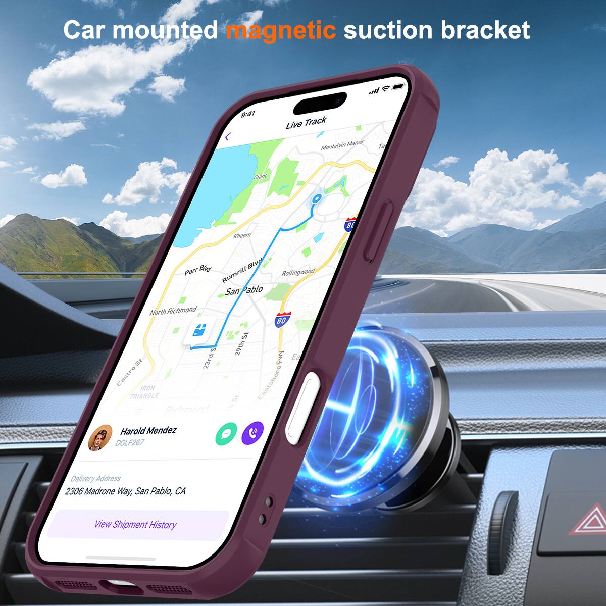 Car mounted magnetic suction bracket

Live Track

Delivery Address
2306 Madrone Way, San Pablo, CA

View Shipment History

Harold Mendez
DGLF267