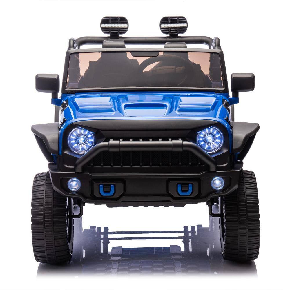 Back. BreeBe - 24V 2-Seater Kids ride on Truck w/ Remote Control, 200W*2, 4-Wheel Suspension, Music, MP3, Bluetooth, Seat Belts, Age 3+ - Blue.