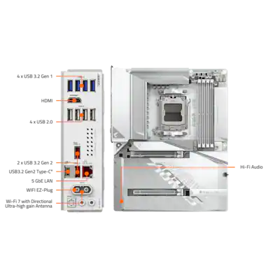 GIGABYTE B850 AORUS STEALTH ICE (Socket AM5) AMD B850 ATX DDR5 Wi GIGABYTE B850 AORUS STEALTH ICE (Socket AM5) AMD B850 ATX DDR5 Wi