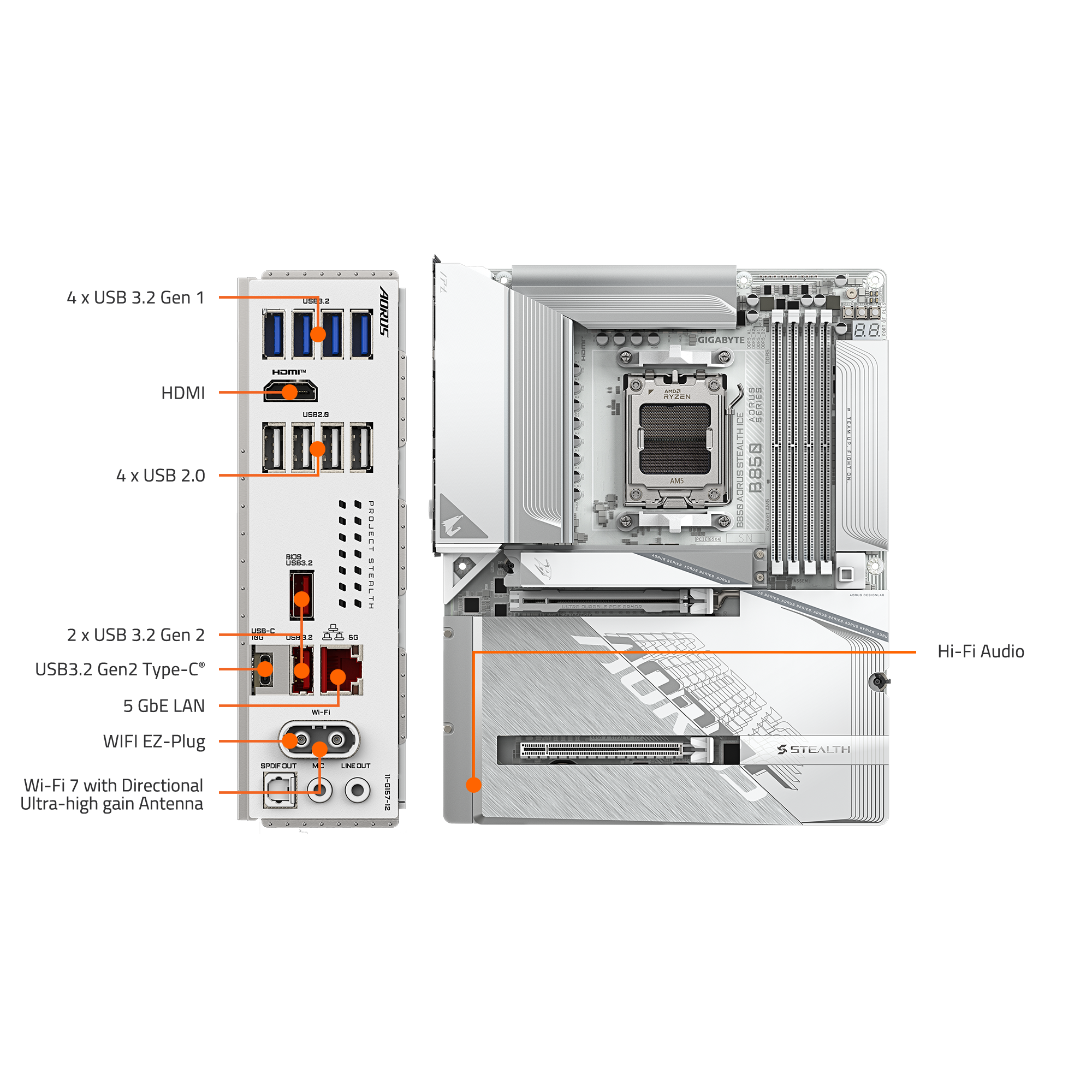 The image shows a computer system with its components labeled. The system includes a motherboard, a CPU, a RAM, a hard drive, a USB, and a sound card. The motherboard is labeled with the brand Gigabyte, and the CPU is labeled with the brand AMD. The RAM is labeled with the type DDR3, and the hard drive is labeled with the type SATA. The USB is labeled with the type USB 2.0, and the sound card is labeled with the type HDA. The image also shows a keyboard and a mouse, which are not labeled.