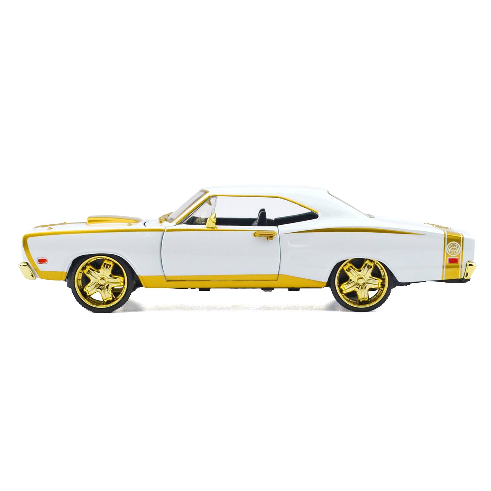 Alt View 1. Motormax - 1969 Dodge Coronet Super Bee White Metallic with Gold Accents "Luxe Legends" Series 1/24 Diecast Model Car by Motormax.