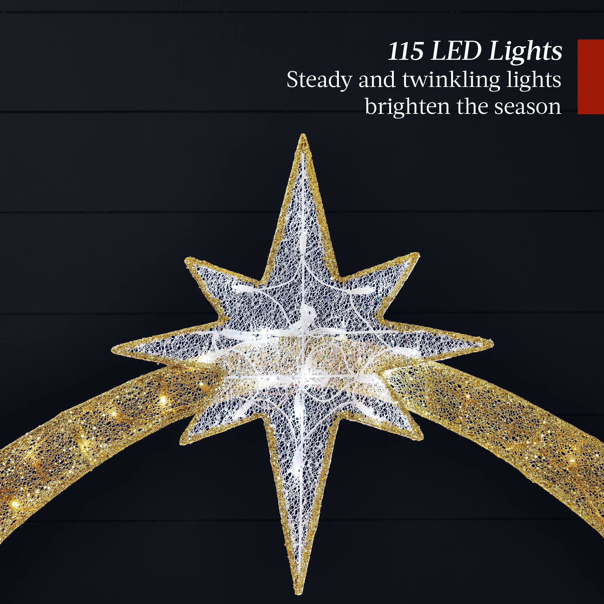 115 LED Lights  
Steady and twinkling lights brighten the season