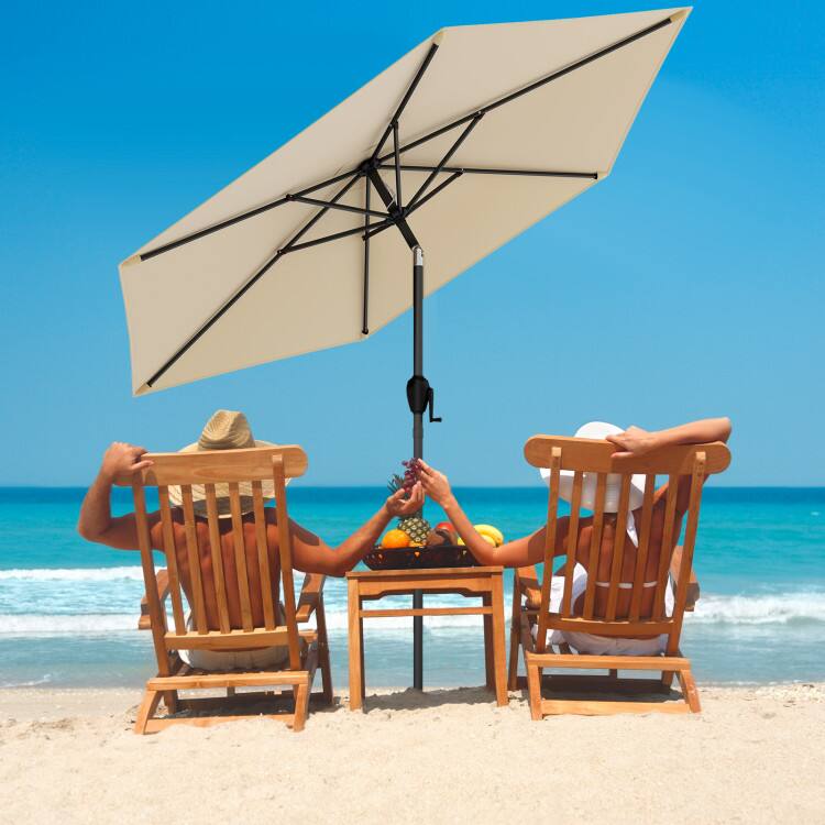 Alt View 6. SlickBlue - 7.5-ft Patio Market Umbrella with Push-Button Tilt for Outdoor Use - Beige.