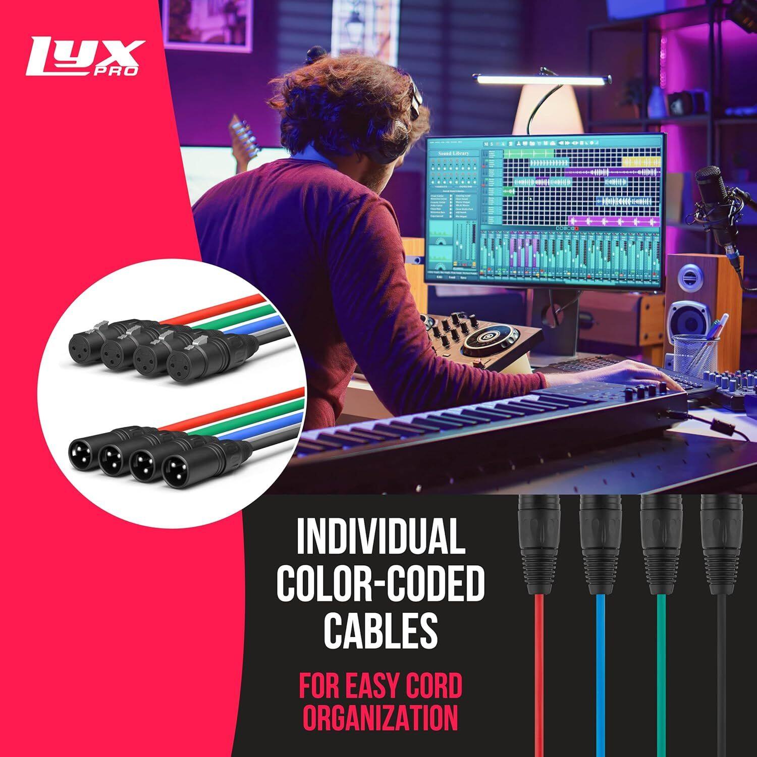 LYX PRO - INDIVIDUAL COLOR-CODED CABLES FOR EASY CORD ORGANIZATION