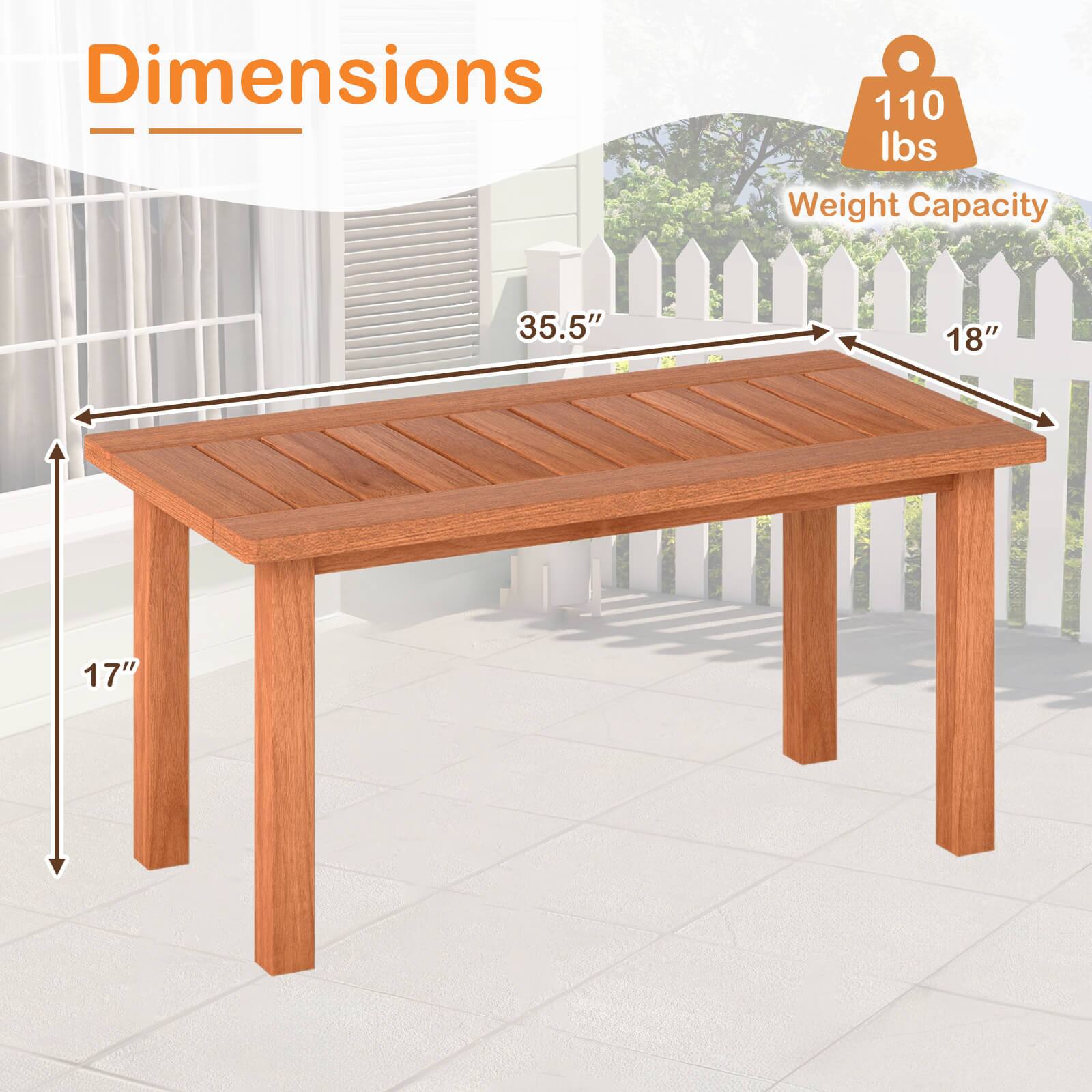 Dimensions:  
- Length: 35.5"  
- Width: 18"  
- Height: 17"  

Weight Capacity: 110 lbs