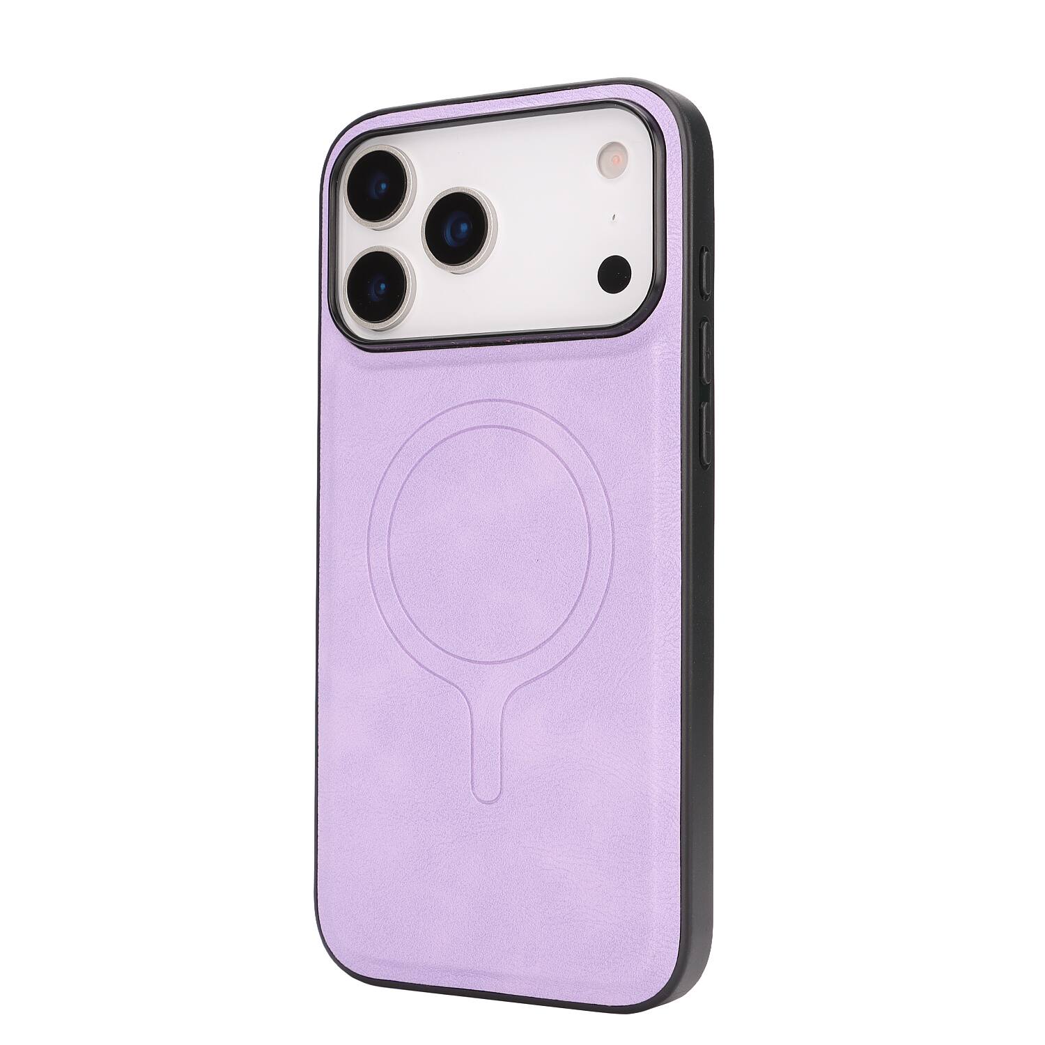 Left. Dteck - 2-in-1 Magnetic Wallet Case for Apple iPhone 17 Pro Max, Shockproof PU Leather Cover with Detachable 7-Card Holder - Purple.
