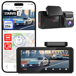 REDTIGER - 4K Dual HDR 4'' Touch Screen Dash Cam , Voice Control , 5G WiFi , 256GB - Black