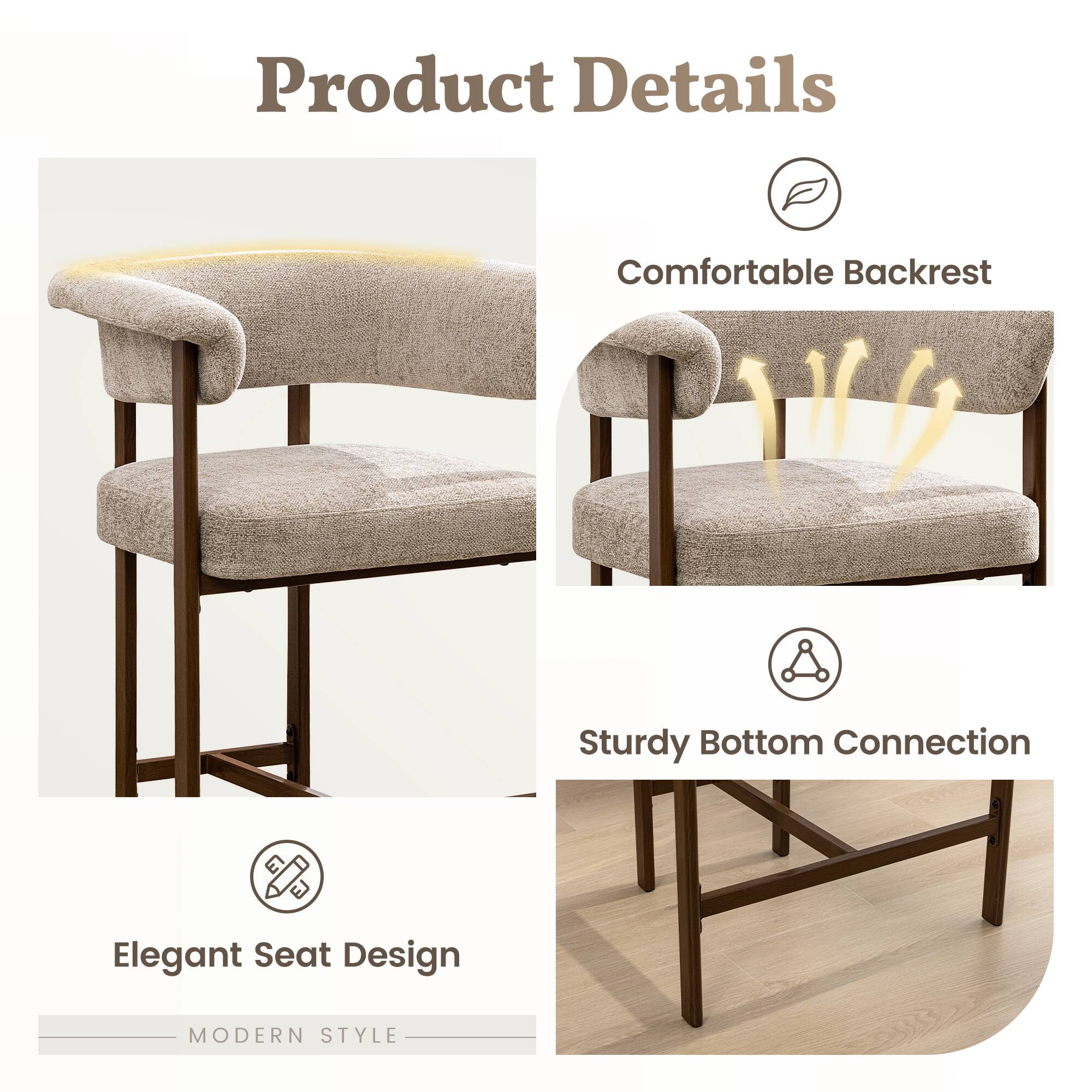 Product Details

- Comfortable Backrest
- Sturdy Bottom Connection
- Elegant Seat Design

MODERN STYLE