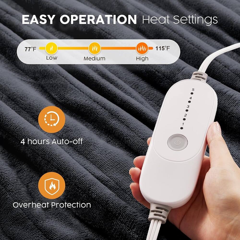 EASY OPERATION  
Heat Settings  
77°F Low  
Medium  
115°F High  

4 hours Auto-off  

Overheat Protection