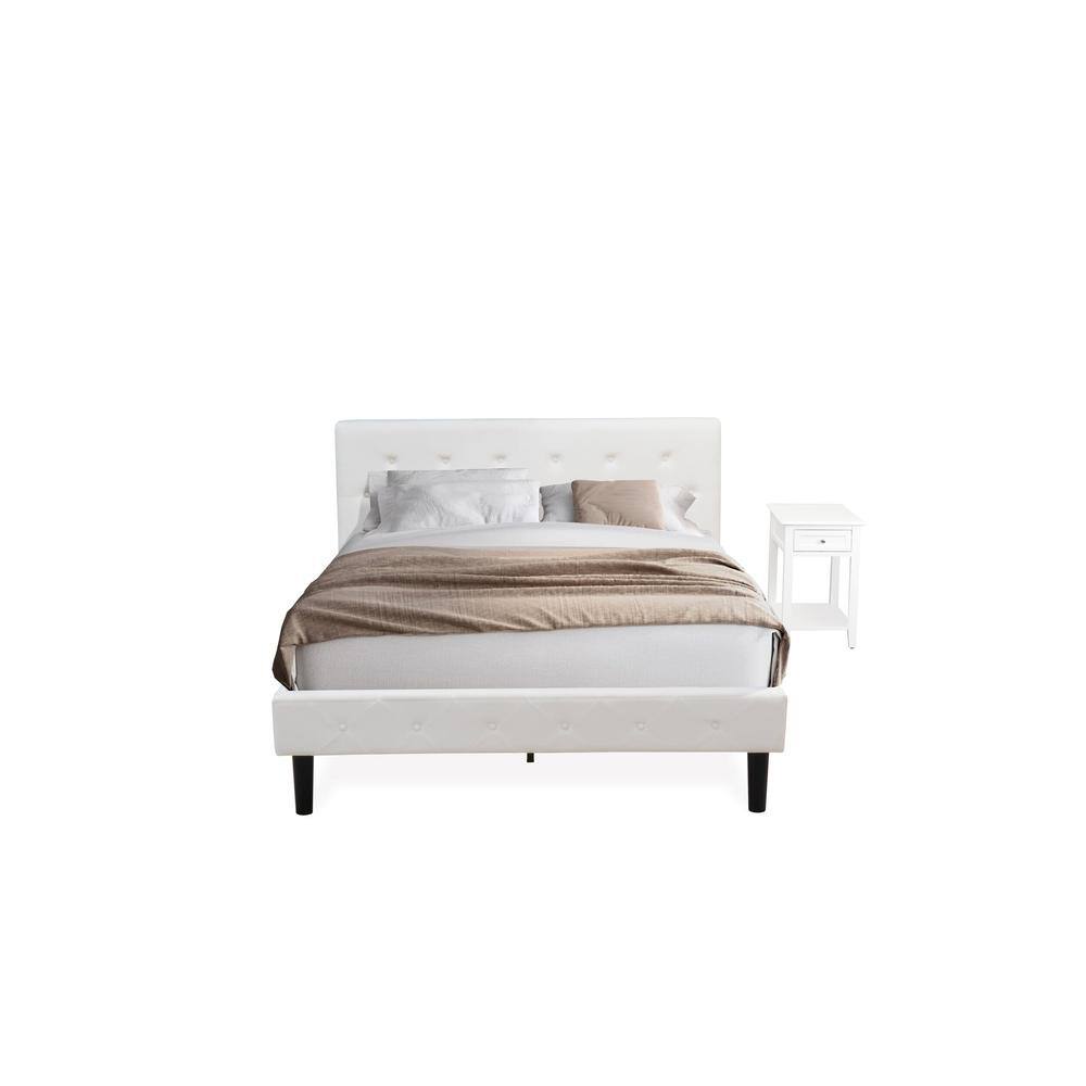 Alt View 4. East West Furniture - NL19Q-1DE05 2 Pc Queen Size Bedroom Set - 1 Bed White Velvet Fabric Headboard and 1 Wooden Night Stand - White Finish - White Velvet.