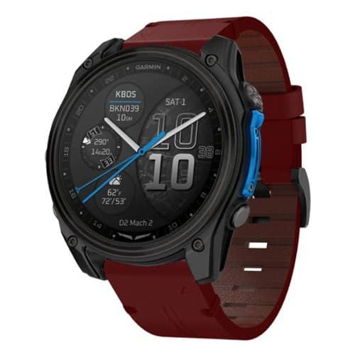 StrapsCo - Vintage Italian Leather Strap QuickFit 26 Watch Band For Garmin D2 Mach 2 – 51mm (Extra Long) - Wine