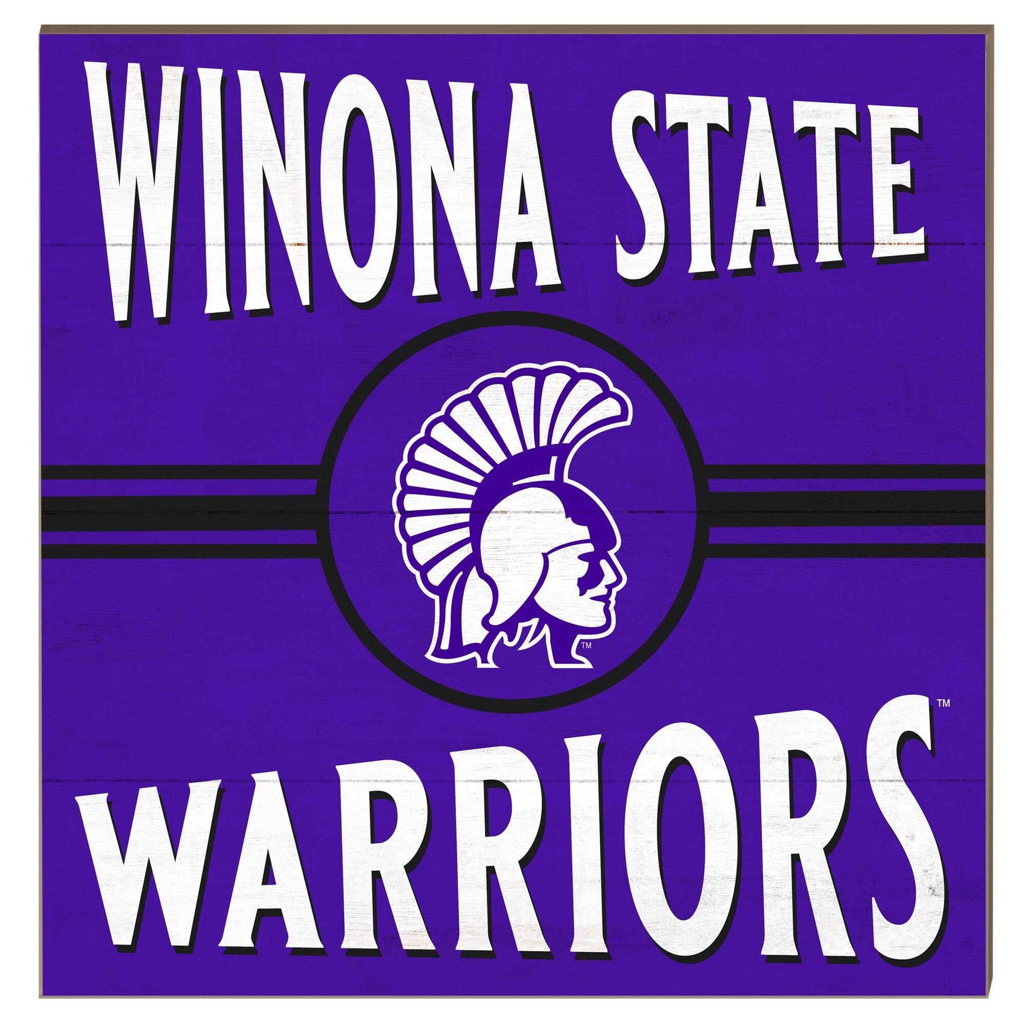 Winona State Warriors 10" x 10" Retro Team Sign