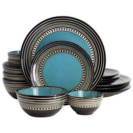 Gibson - Elite Café Versailles 16 Piece Double Bowl Dinnerware Set - Blue