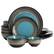 Alt View 4. Gibson - Gibson Elite Café Versailles 16 Piece Double Bowl Dinnerware Set in Blue - Blue.