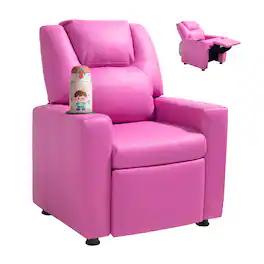 VEVOR - Kids Reclining Chair, Toddler Recliner with Cup Holder, 101° to 121° Adjustable Backrest - Pink