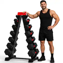 HARISON - High-End A-Frame Dumbbell Rack Stand, 6-Tier Weight Rack for Dumbbells Home Gym 480LB Weight Capacity (BB325) - Black