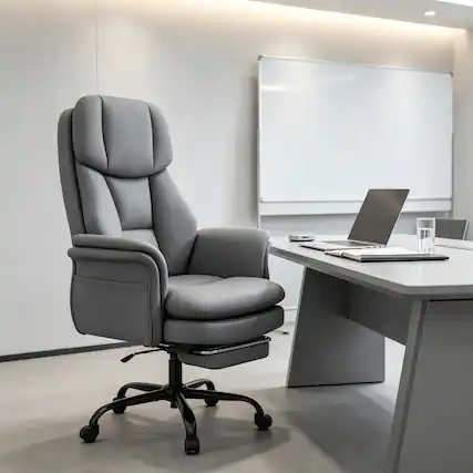 Front. Loheer - Loheer Big and Tall Office Chair Ergonomic Executive Chair with Footrest Cross Legged Design 500 lbs Capacity Grey - Grey + Black.