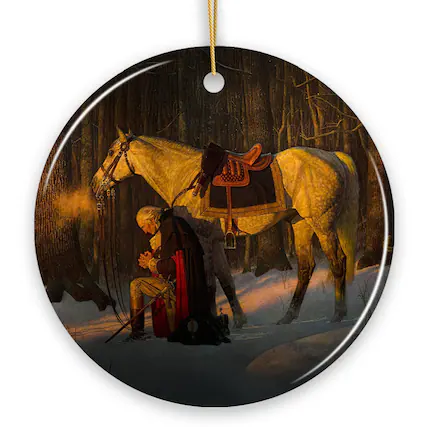 Front. OrnamentallyYou - Arnold Friberg Prayer at Valley Forge Ornament, Historical and Patriotic George Washington Christmas - Multi-colored.