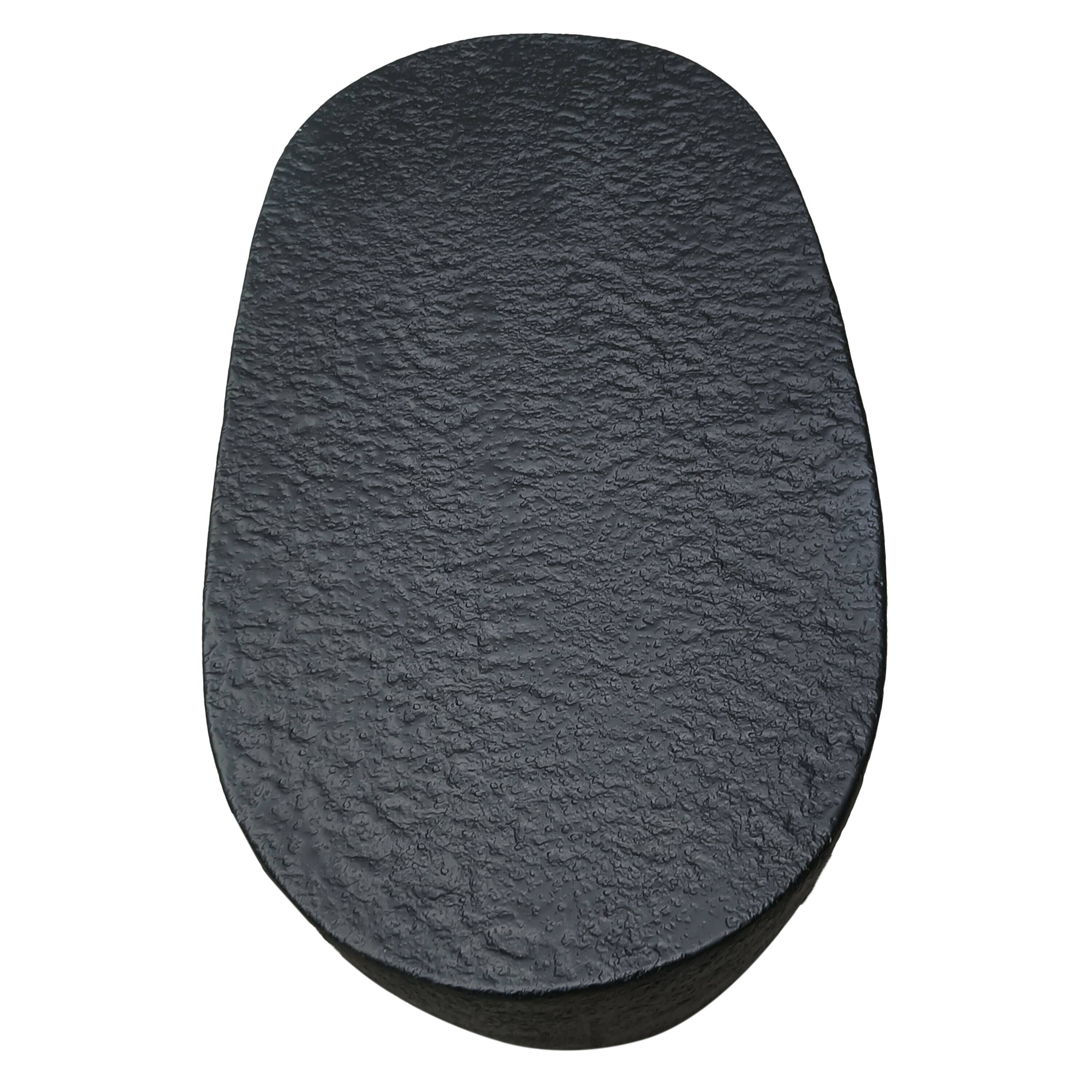 Alt View 4. Manhattan Lane - Josi 36 Inch Coffee Table, Handcrafted Hammered Design, Matte Black Sculptural Aluminum Frame - Black.